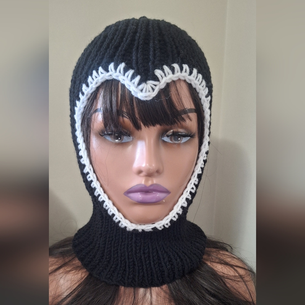 Black and White Knit Balaclava